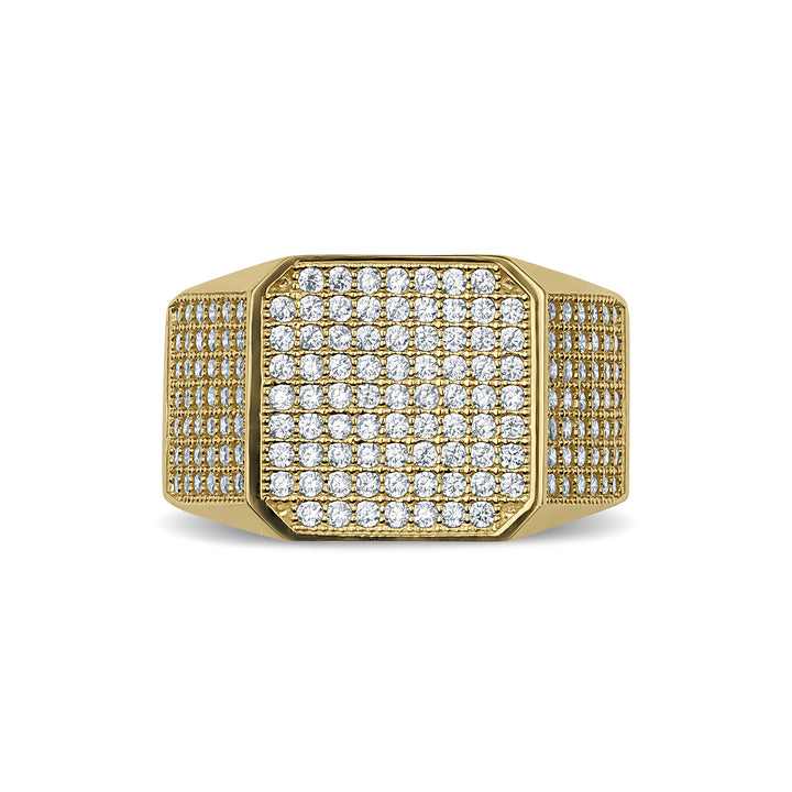 10k & 14k Gold Oren Square Signet Iced CZ Ring