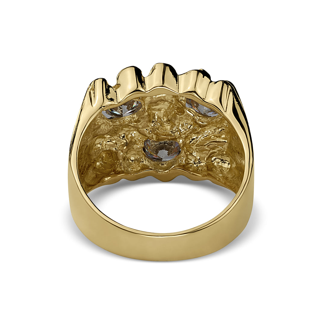 10k & 14k Gold Classic Nugget Square Tri CZ Ring