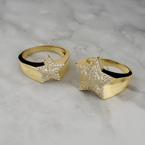 10k & 14k Gold Iced Star Shaped CZ Ring