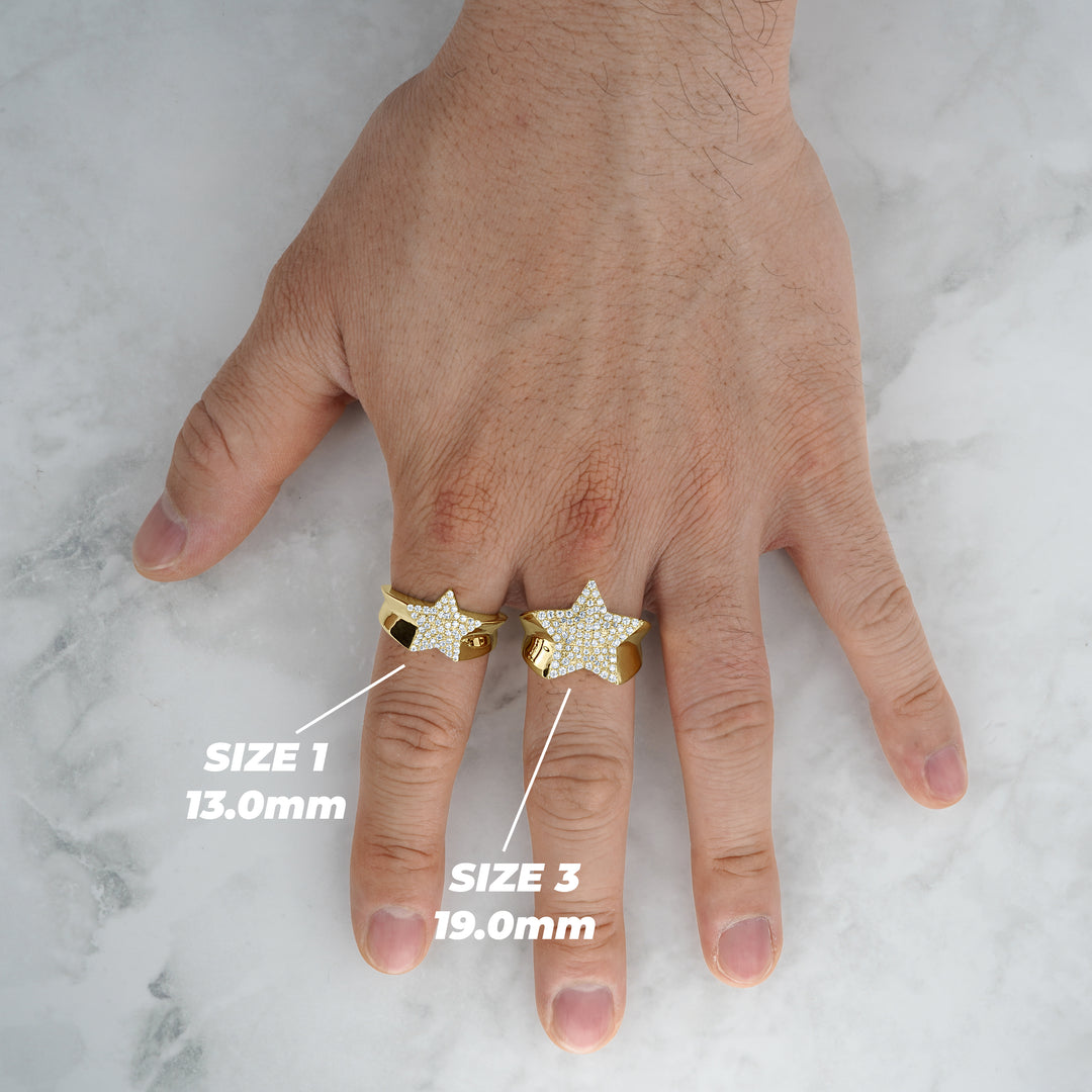 10k & 14k Gold Iced Star Shaped CZ Ring