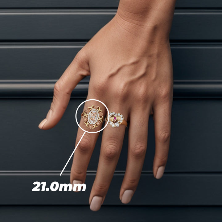 10k & 14k Gold Mom Bloom Rose Tri-Color Round Ring