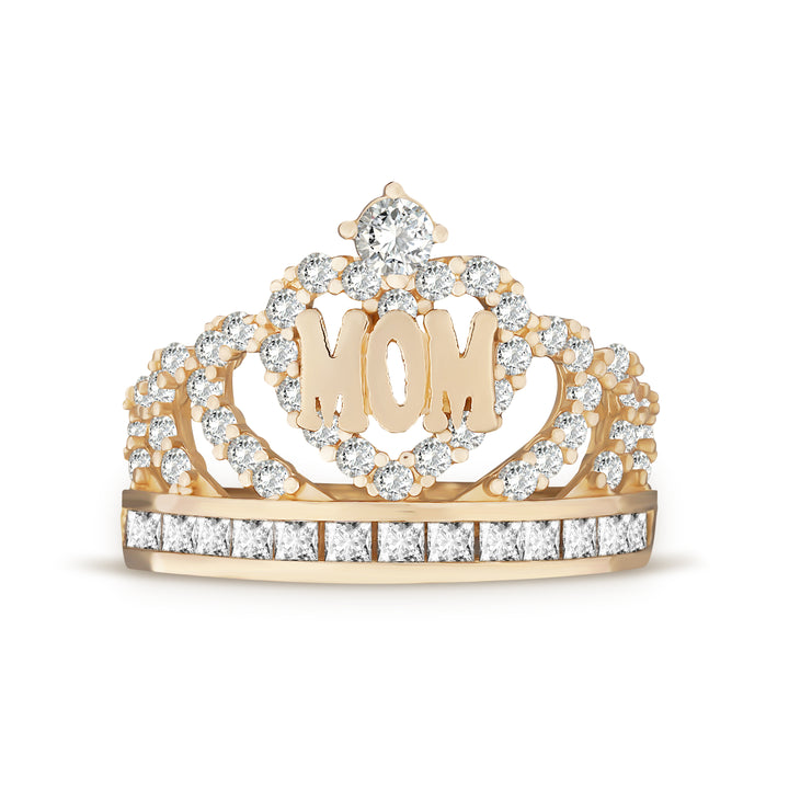 14k Gold Mom Queen Crown Ring