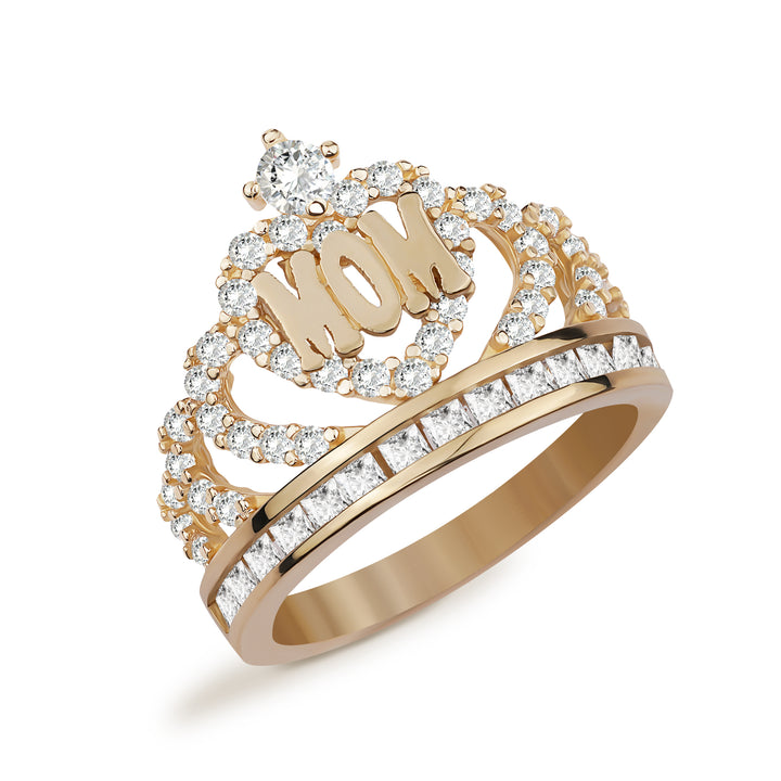 14k Gold Mom Queen Crown Ring