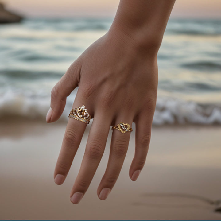 14k Gold Mom Queen Crown Ring