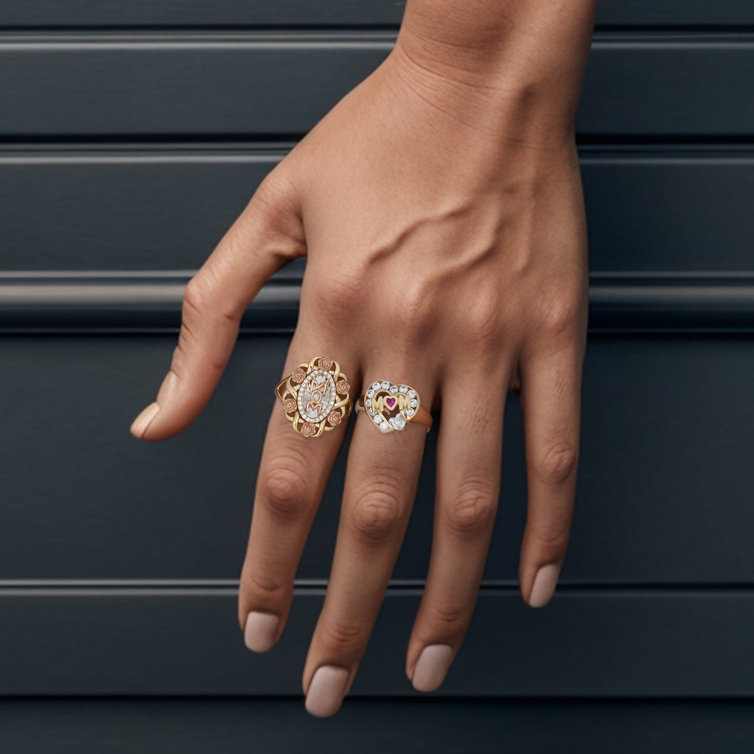 14k Gold Mom Heart Ciel Ring
