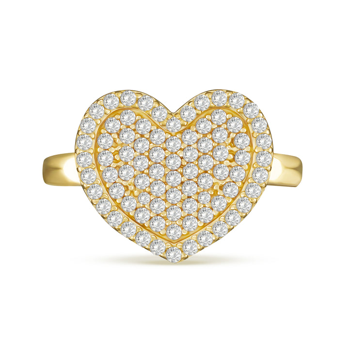 10k Gold Dazzling Heart White CZ Ring
