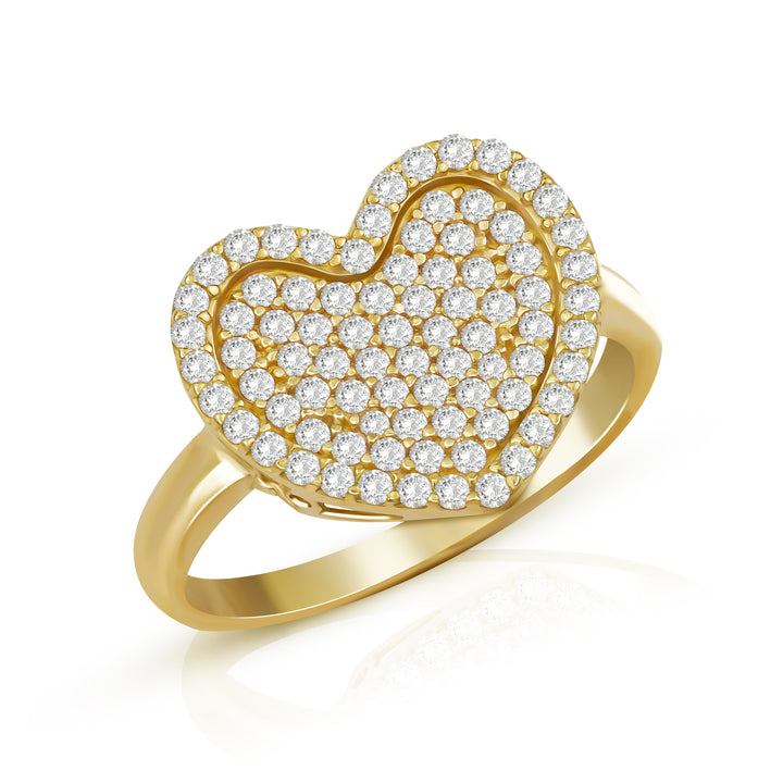 10k Gold Dazzling Heart White CZ Ring