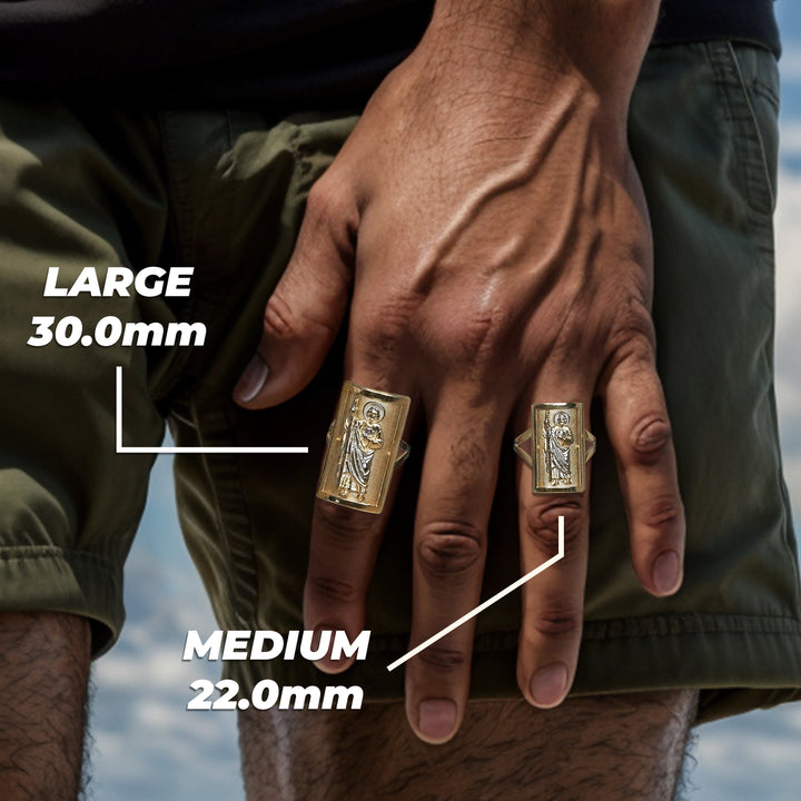 10k Gold San Judas Two-Tone Rectangle Ring