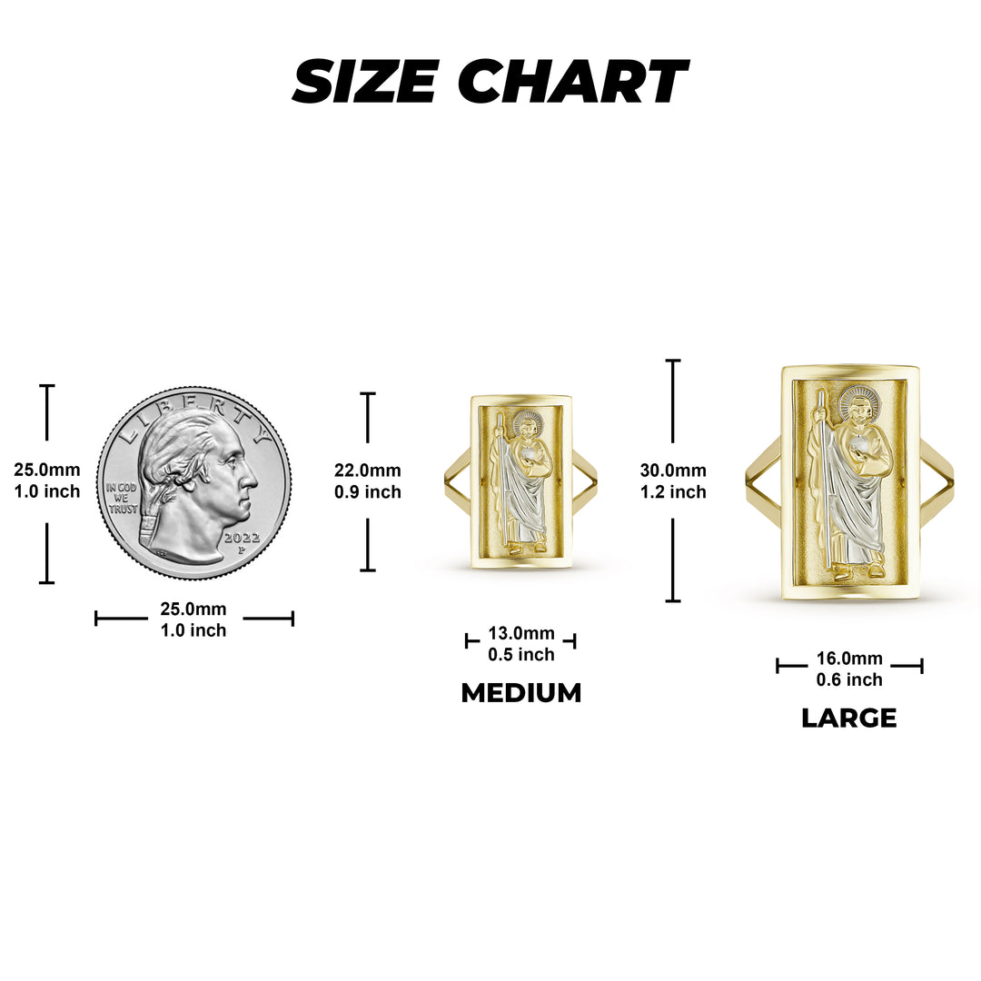 10k Gold San Judas Two-Tone Rectangle Ring