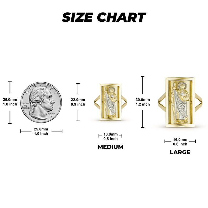 10k Gold San Judas Two-Tone Rectangle Ring