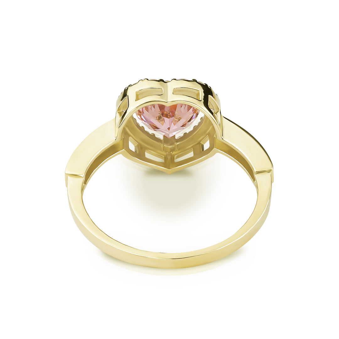 10k Gold Bling Heart White n Pink CZ Ring