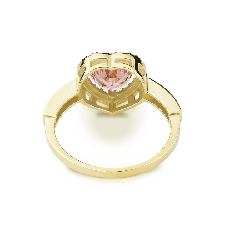 10k Gold Bling Heart White n Pink CZ Ring