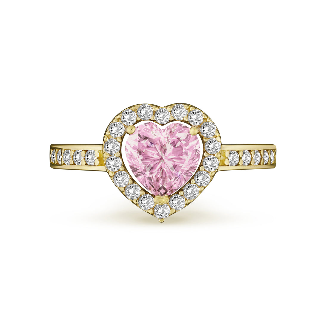 10k Gold Bling Heart White n Pink CZ Ring