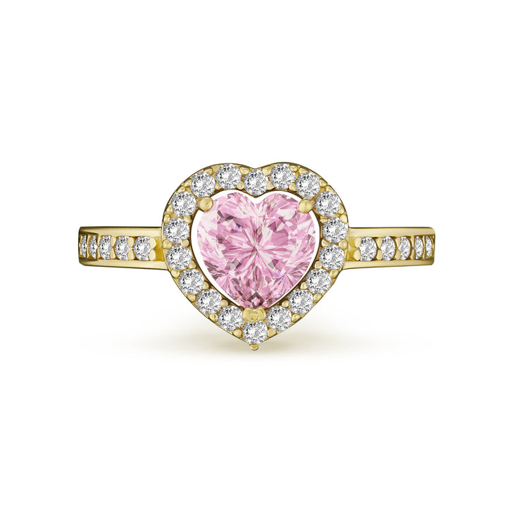 10k Gold Bling Heart White n Pink CZ Ring