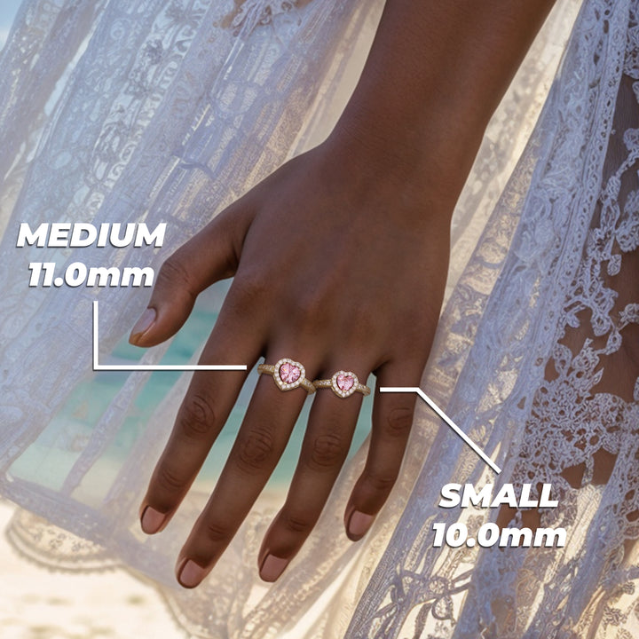 10k Gold Bling Heart White n Pink CZ Ring
