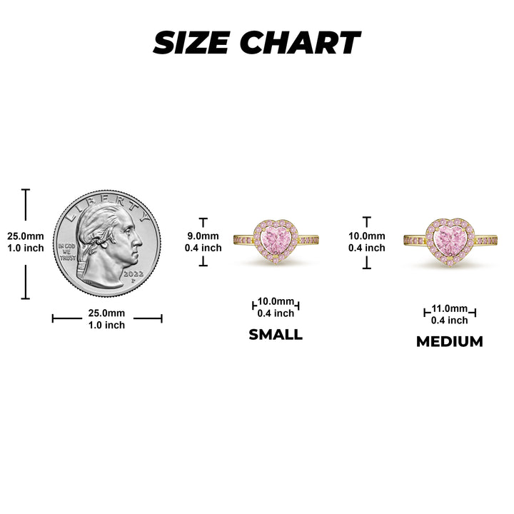 10k Gold Bling Heart Pink CZ Ring