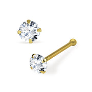 14k Gold Classic Round CZ Stud