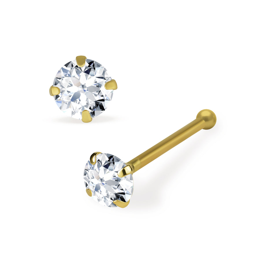 14k Gold Classic Round CZ Stud