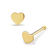 14k Gold Classic Flat Heart Stud