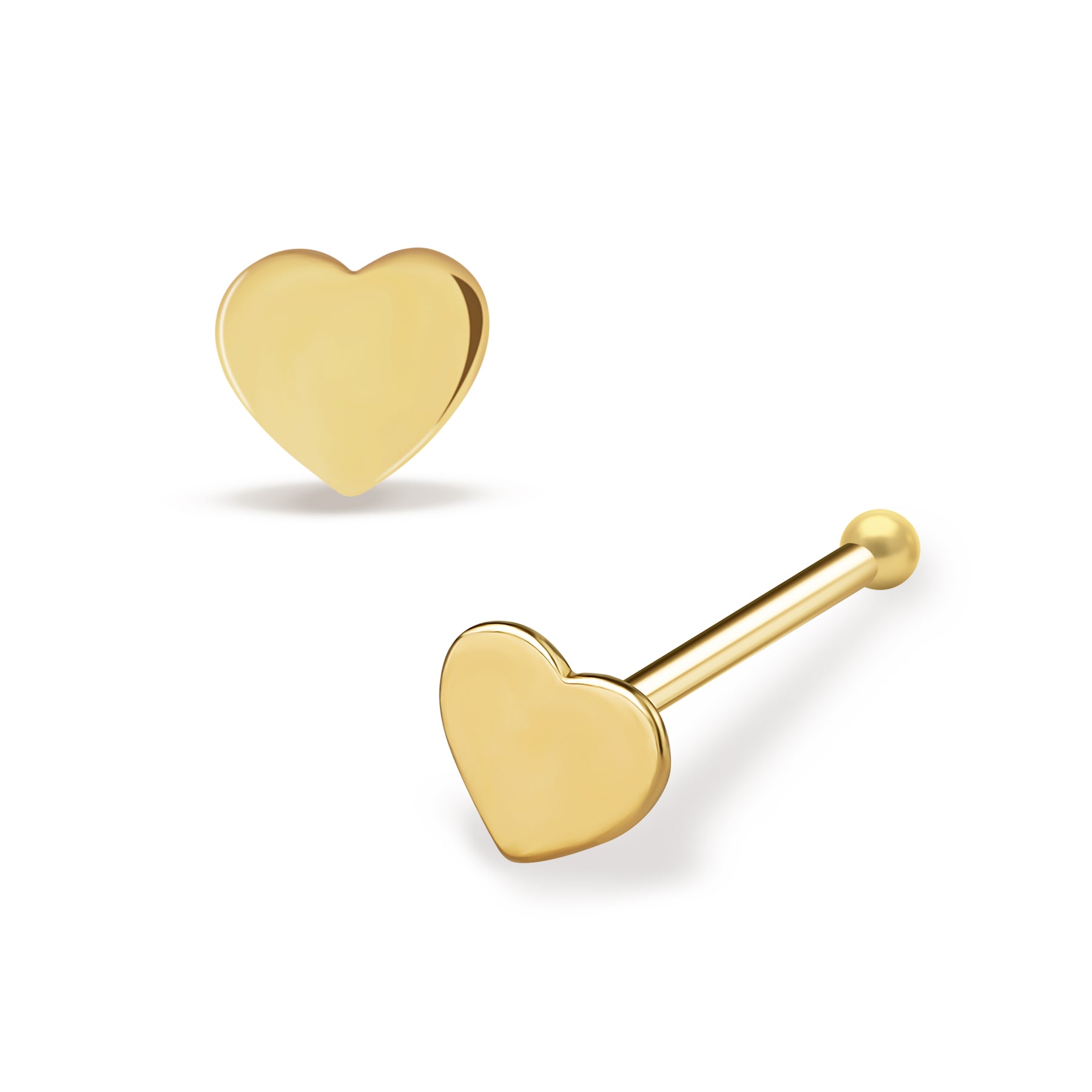14k Gold Classic Flat Heart Stud