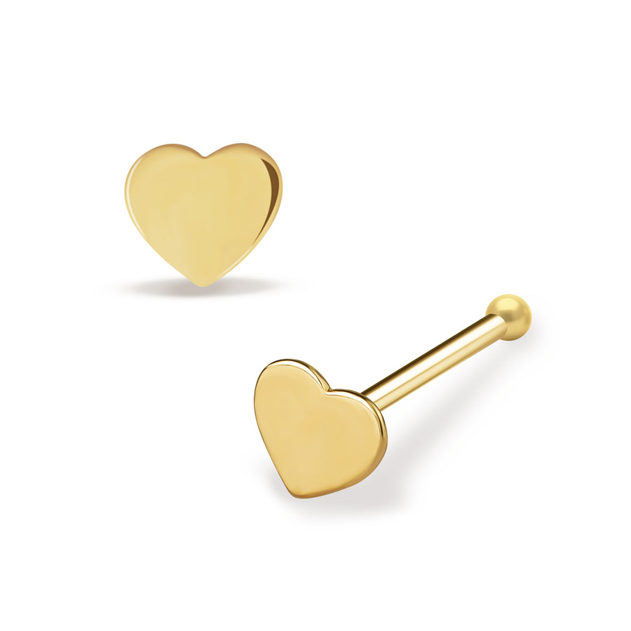 14k Gold Classic Flat Heart Stud