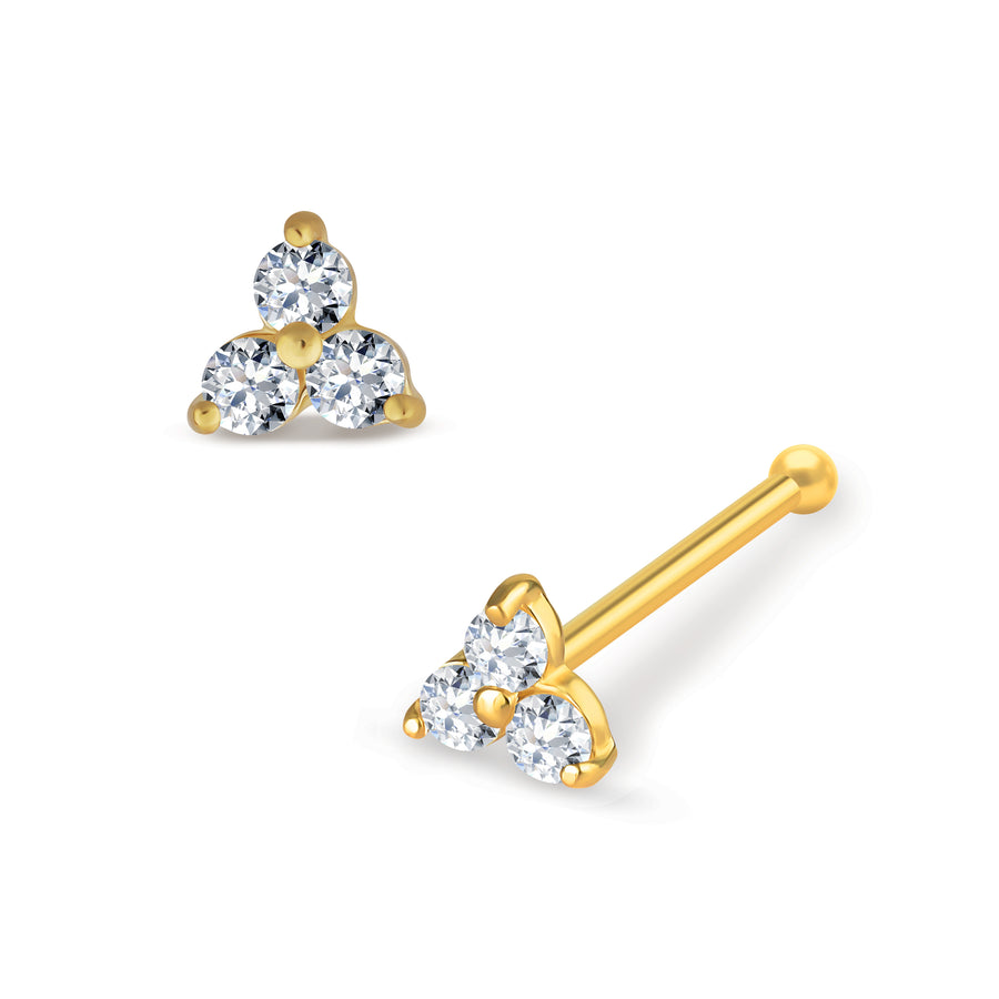 14k Gold Classic Triangle CZ Stud
