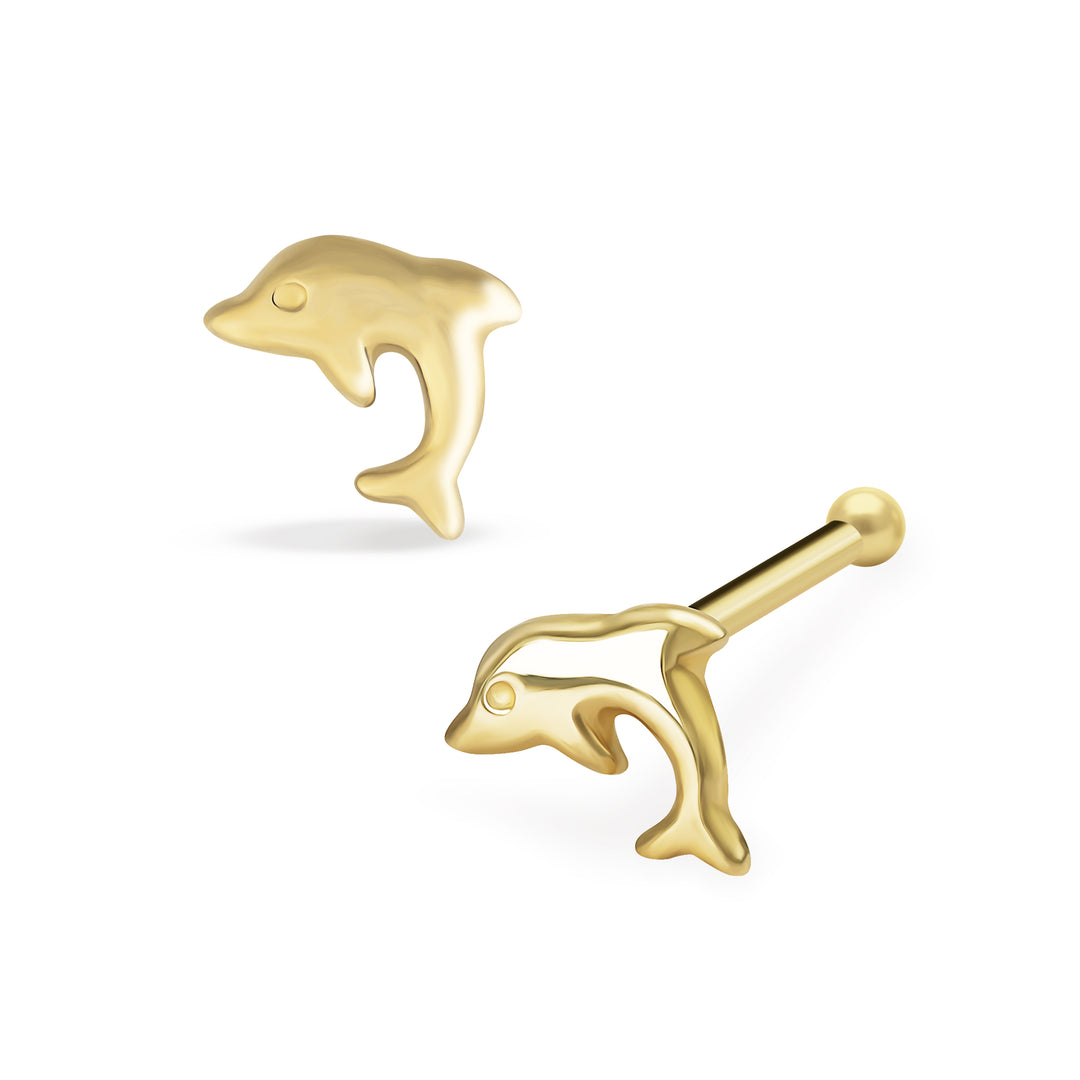14k Gold Classic Dolphin Stud