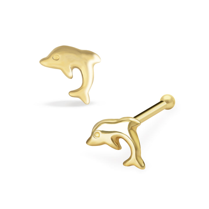 14k Gold Classic Dolphin Stud