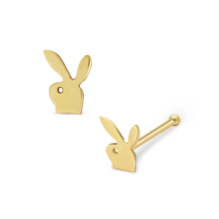 14k Gold Bunny Stud Nose Ring