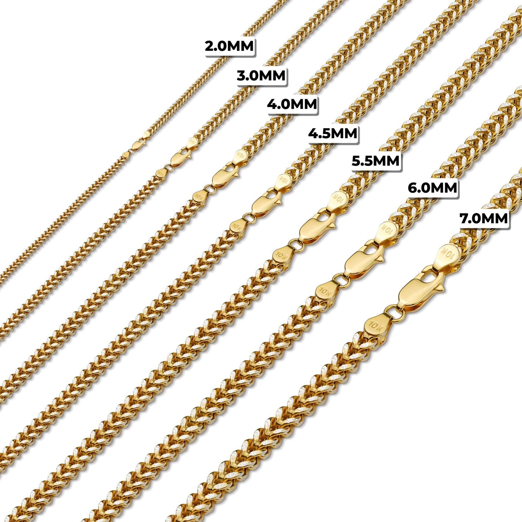 10k & 14k Yellow Gold Classic Wheat Palm Chain