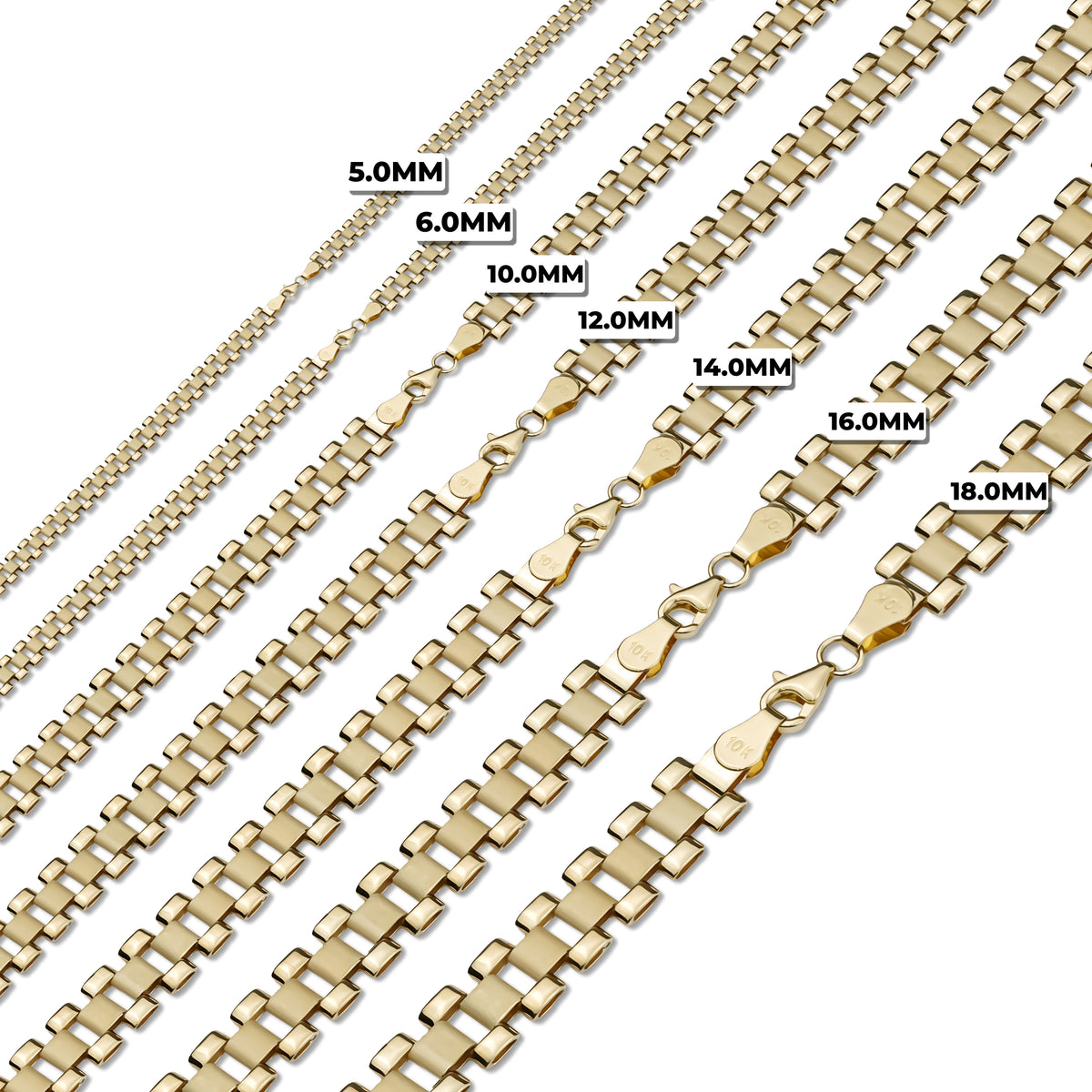 Rolex Chain Sizes 10k Gold Classic Rolex Chain | Rolex Chain 14k Gold – Nolters