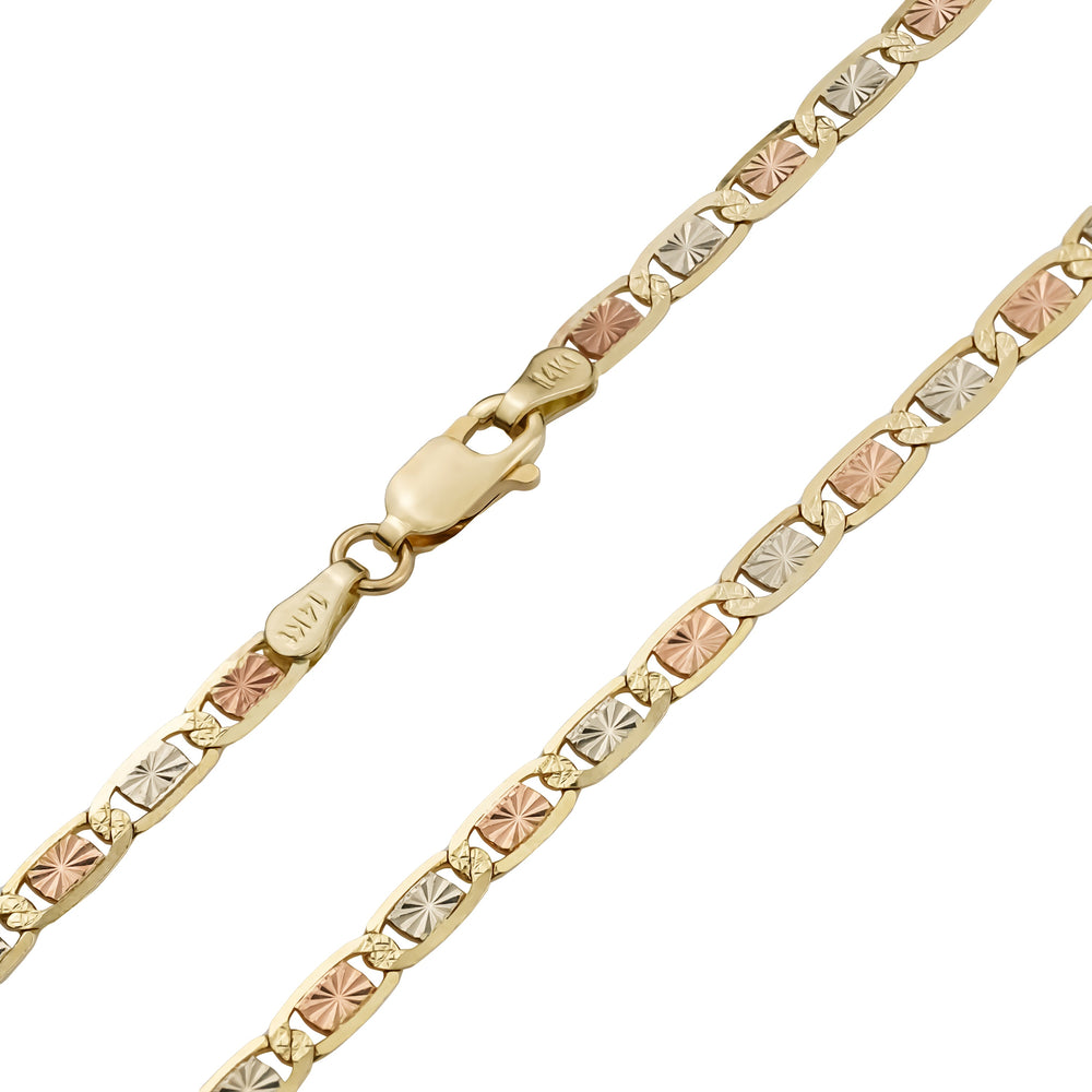 14k Gold Tri-color Valentino DC Chain (Solid)