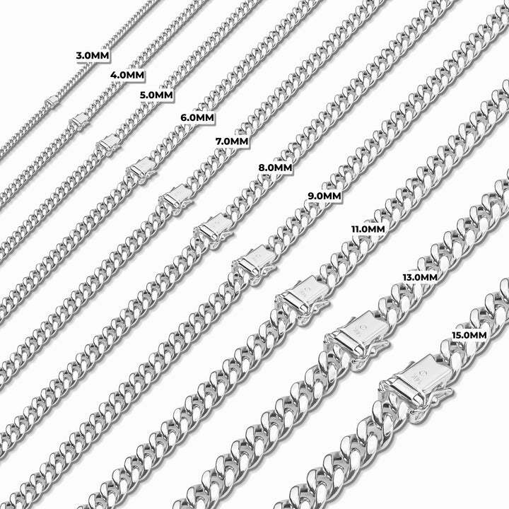 14k White Gold Classic Miami Cuban Chain (Solid)