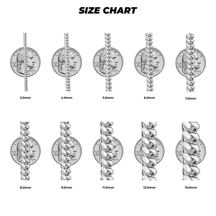 14k White Gold Classic Miami Cuban Chain (Hollow)