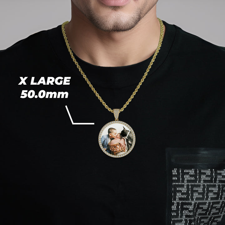 10k & 14k Gold Memorial Picture Classic CZ Round Pendant