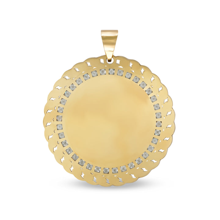 10k Gold Memorial Picture Leir CZ Round Pendant