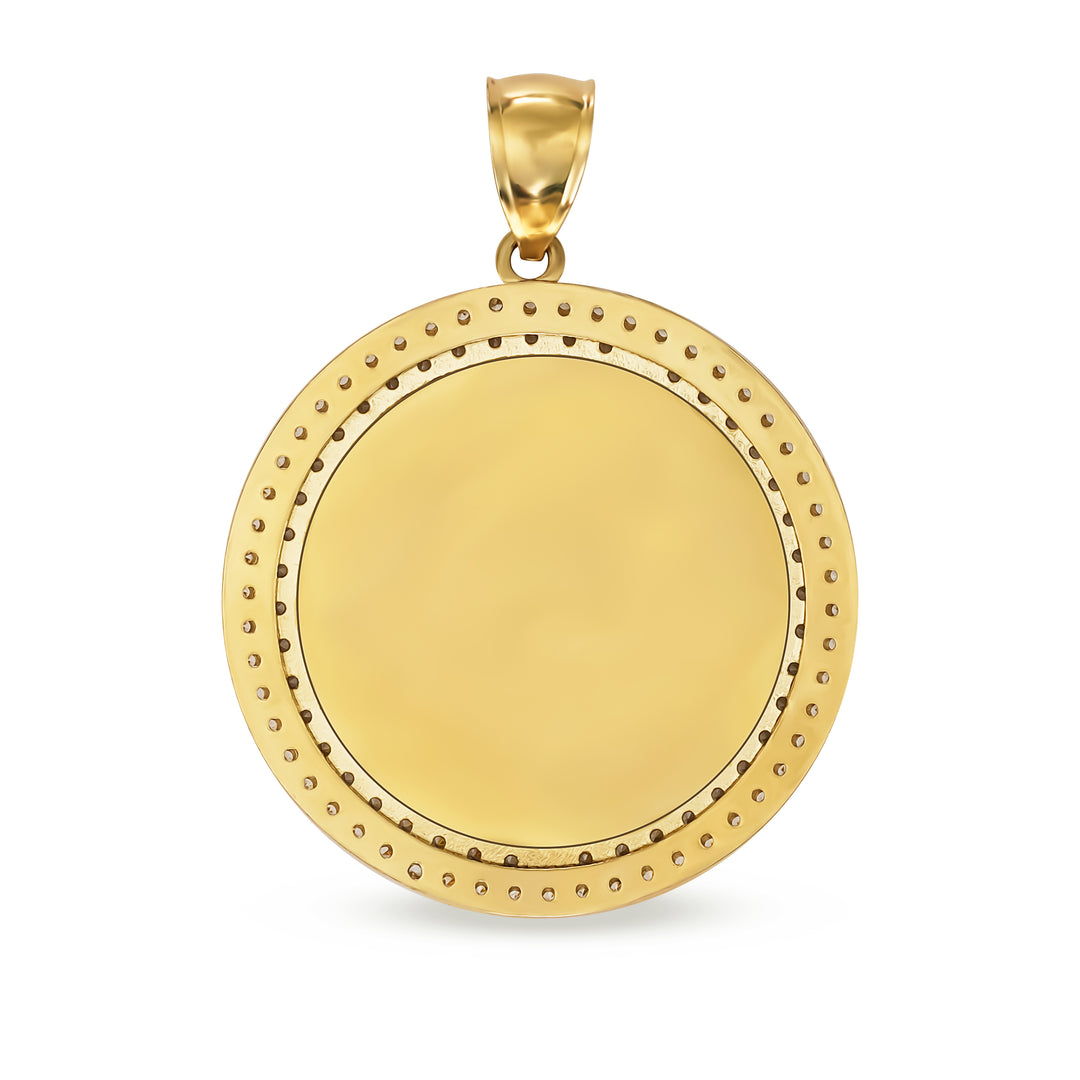 10k Gold Memorial Picture Yul CZ Round Pendant