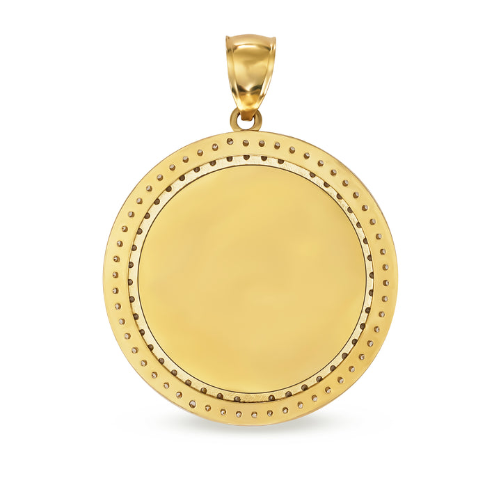 10k Gold Memorial Picture Yul CZ Round Pendant