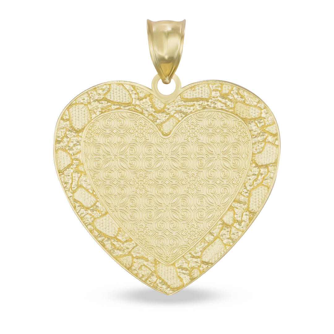 10k Gold Memorial Picture Classic Nugget Heart Pendant