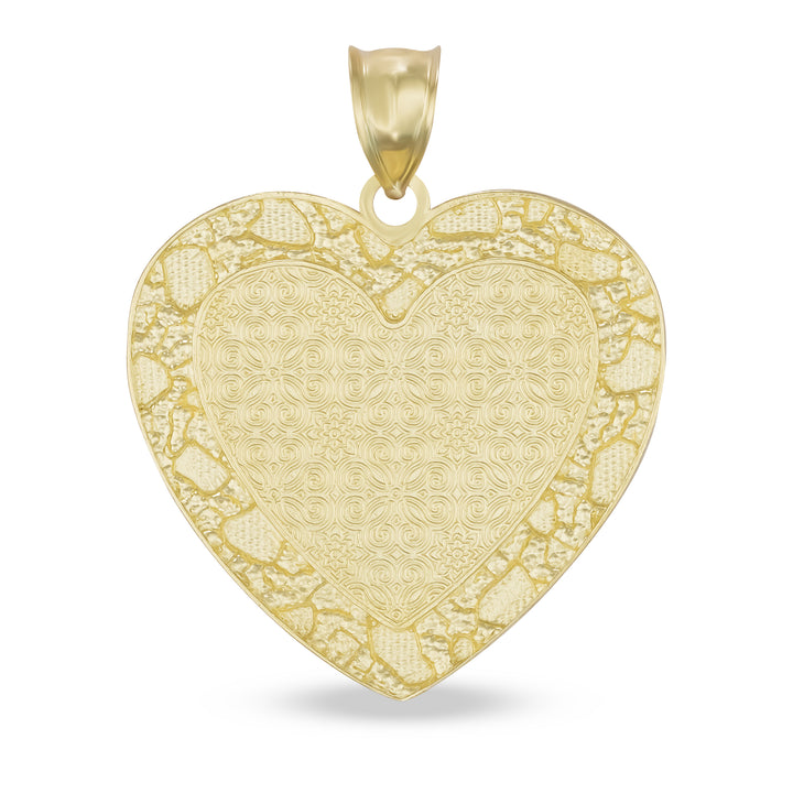 10k Gold Memorial Picture Classic Nugget Heart Pendant