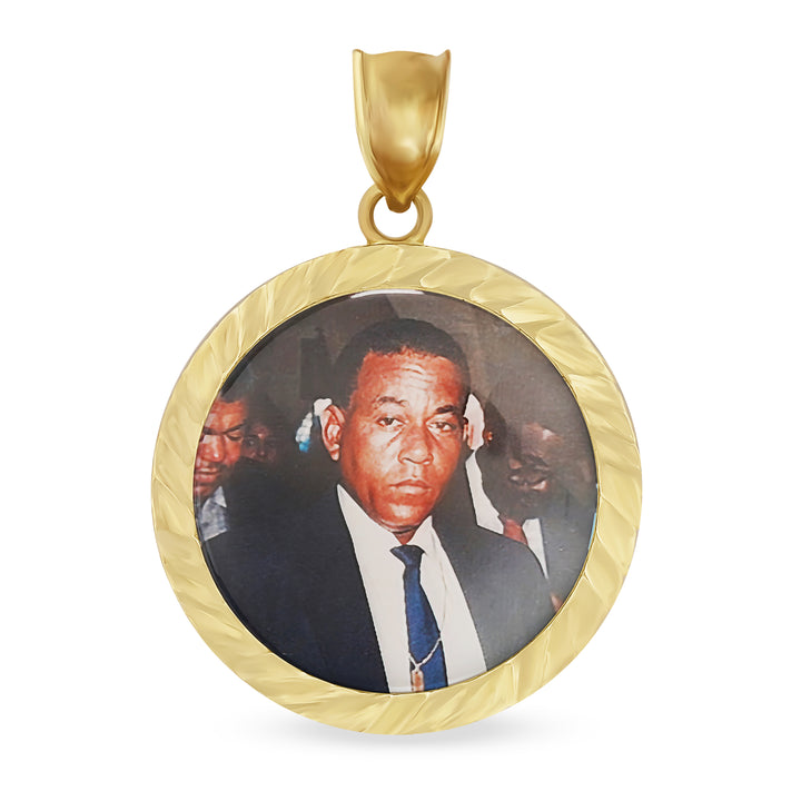 10k Gold Memorial Picture Classic DC Round Pendant