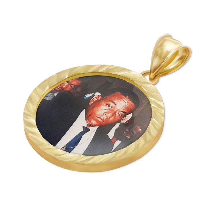 10k Gold Memorial Picture Classic DC Round Pendant