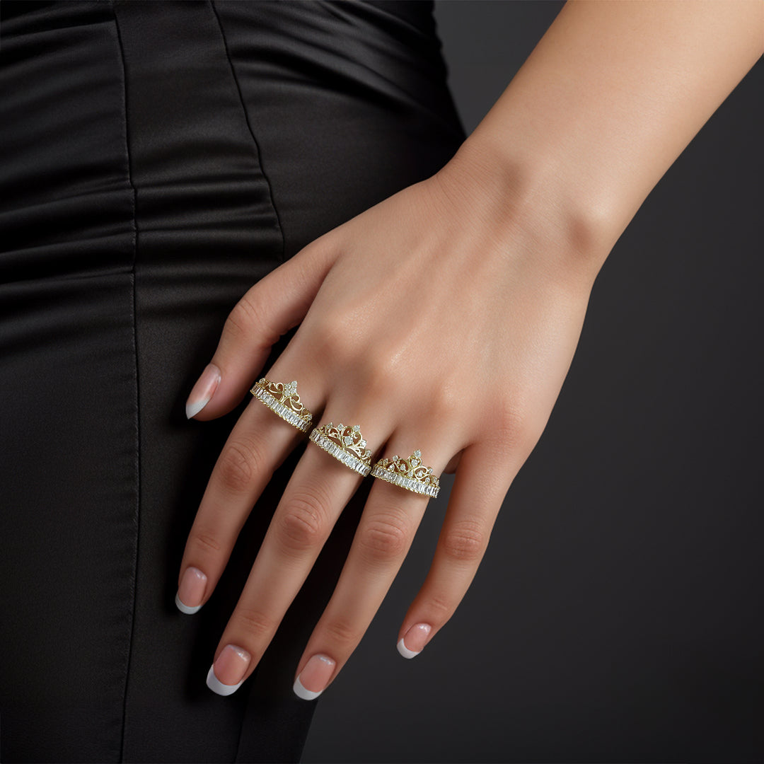 14k Gold Abby Crown CZ Ring