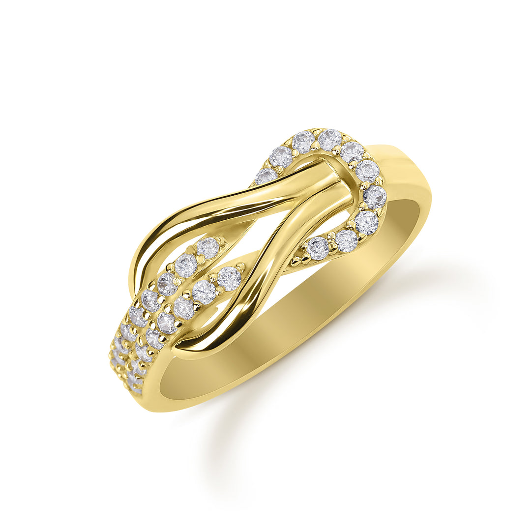 14k Gold Buckle Infinity CZ Ring