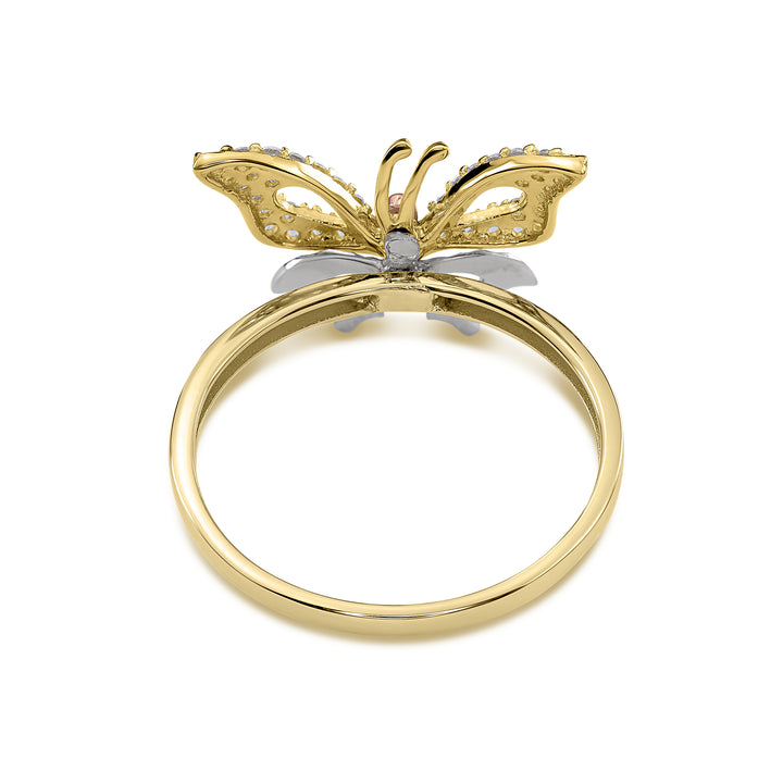 14k Gold Rave Butterfly Tri-color CZ Ring