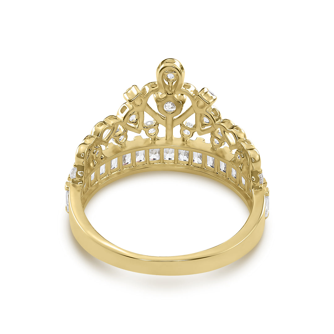 14k Gold Lev Crown CZ Ring