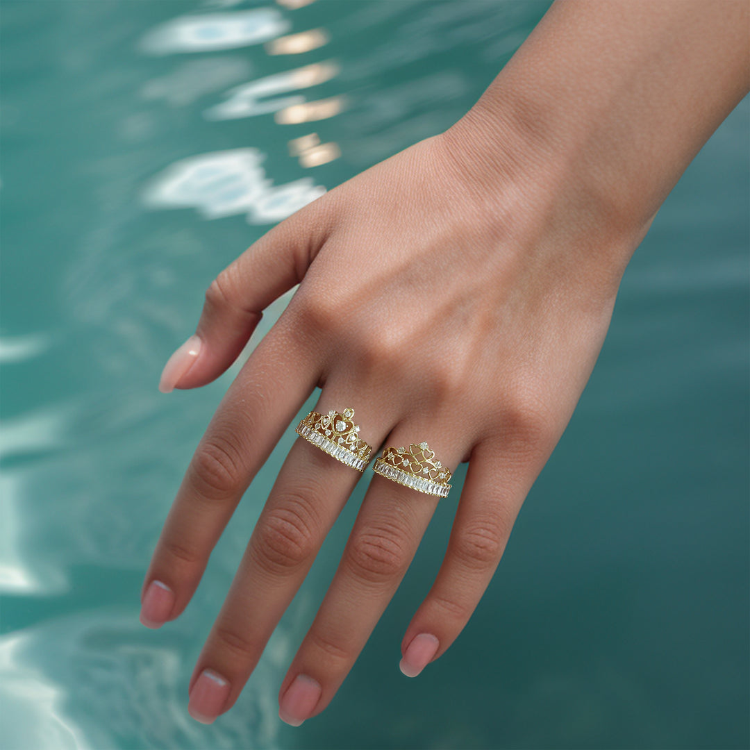 14k Gold Lisa Crown CZ Ring