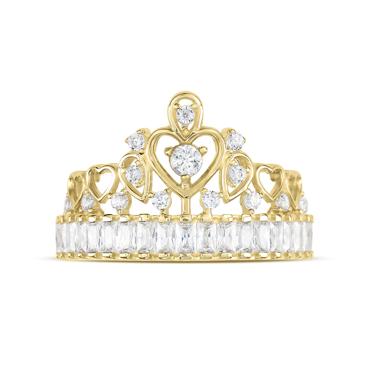 14k Gold Lev Crown CZ Ring