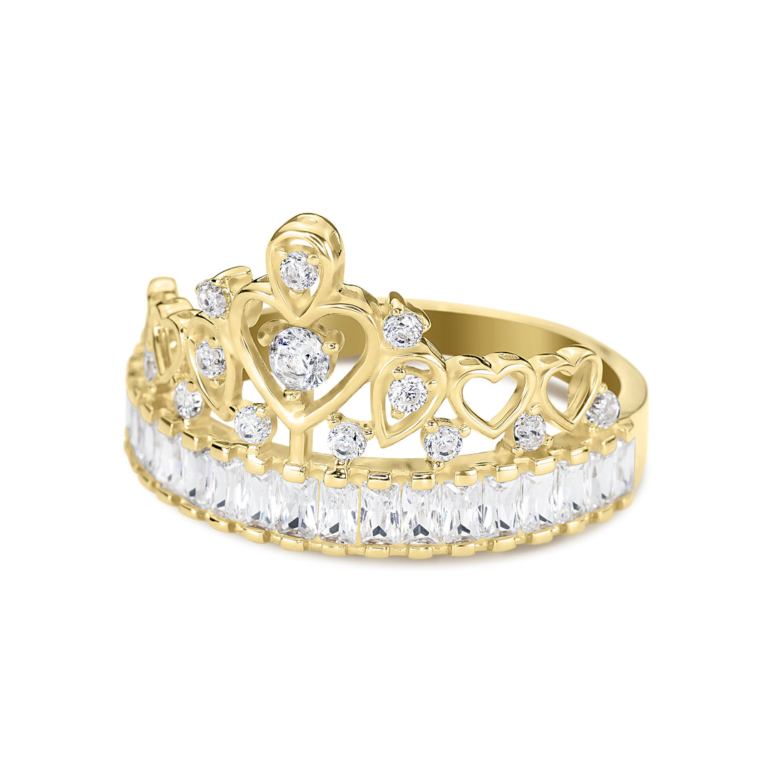 14k Gold Lev Crown CZ Ring