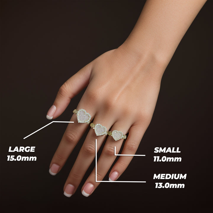 10k Gold Sparkle Heart White CZ Slim Ring